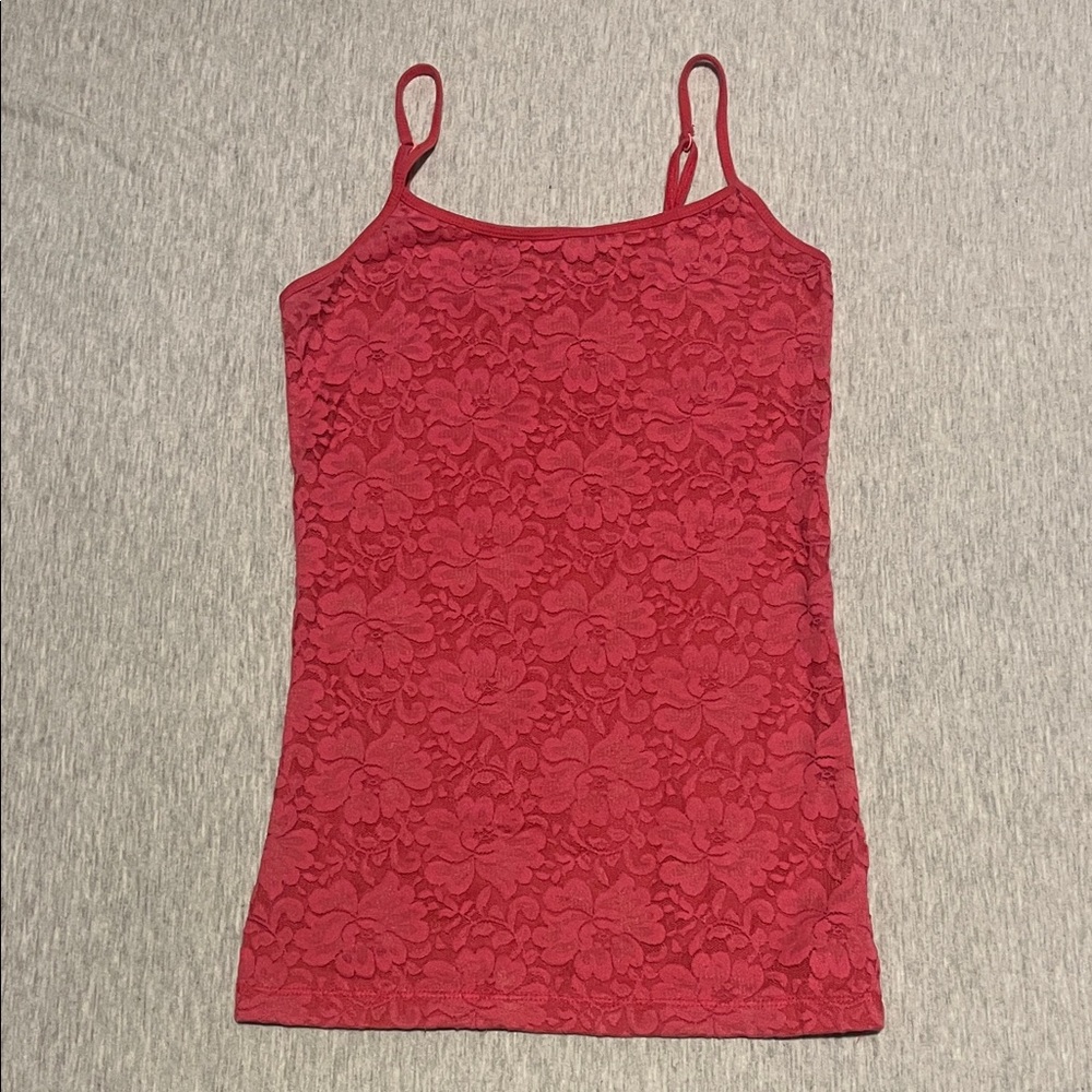 Aeropostale Favorite Cami Tank Top Pink Lace